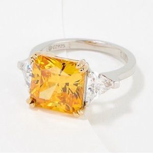 🆕 Diamonique "The Amy" Celebration Ring, Platinum Clad